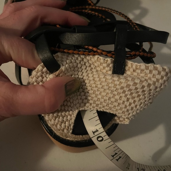 ULLA JOHNSON Salinas sandal black size 8 twisted rope leather platform lace up - Picture 14 of 16